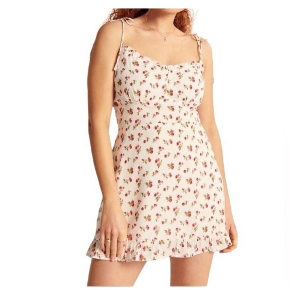 Abercrombie Cherry Print Mini Pocket Ruffle Dress
